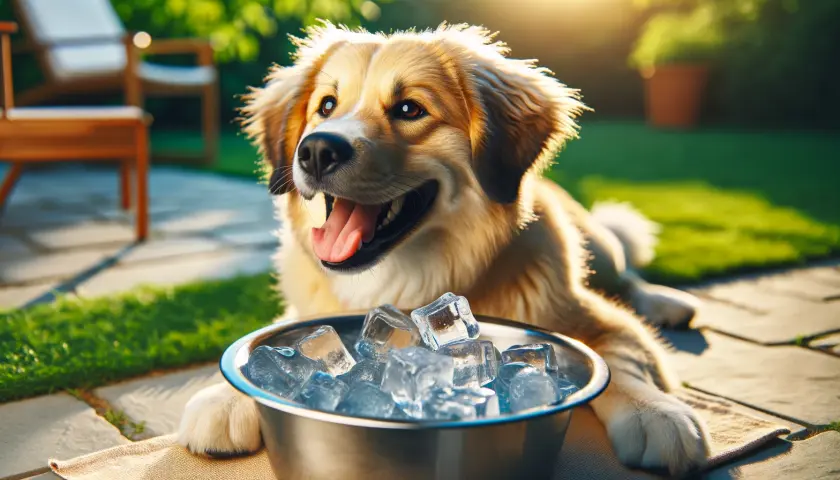 Dog With Ice Cubes