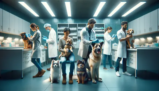 dogs are being vaccinated